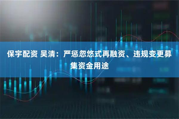 保宇配资 吴清：严惩忽悠式再融资、违规变更募集资金用途