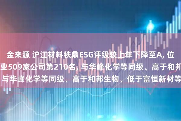 金来源 沪江材料秩鼎ESG评级较上年下降至A, 位居GICS三级化学制品行业509家公司第210名, 与华峰化学等同级、高于和邦生物、低于富恒新材等
