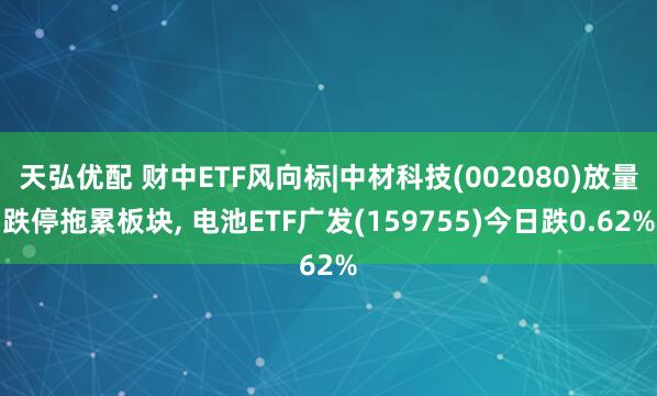 天弘优配 财中ETF风向标|中材科技(002080)放量跌停拖累板块, 电池ETF广发(159755)今日跌0.62%